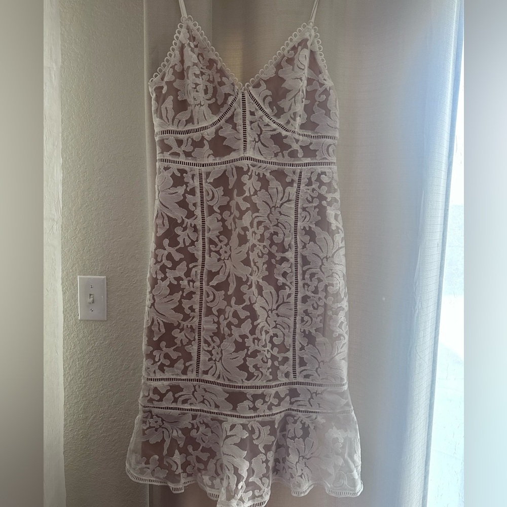 Lulu's Cream and Black Lace Detail Dress